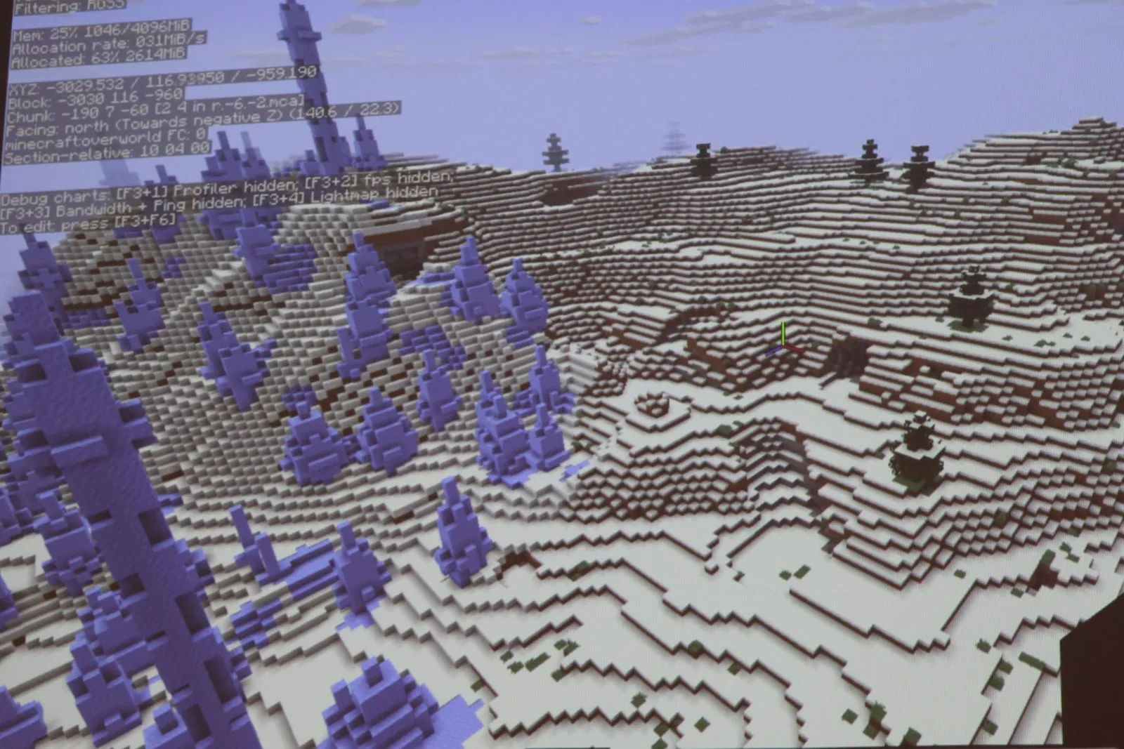 A snowy Minecraft landscape that a team built during the challenge.